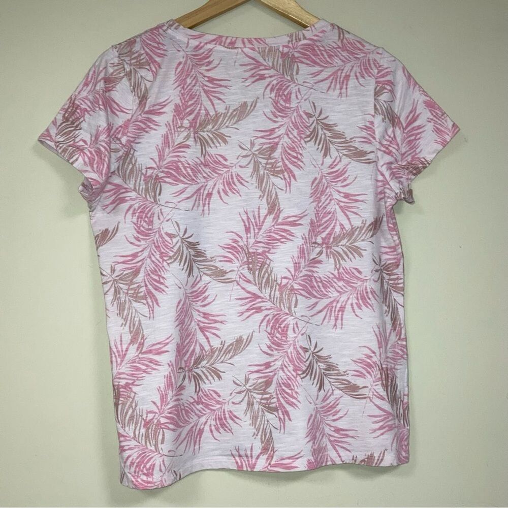 Pink Palm T-Shirt Women’s Large Everyday Classic Top Summer Loose Flowy Blouse